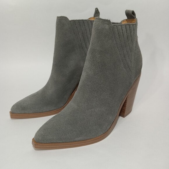 MARC FISHER Ltd Gadri Suede Leather Heeled Ankle Boot In Gray Womens Size 5.5 - Picture 3 of 13